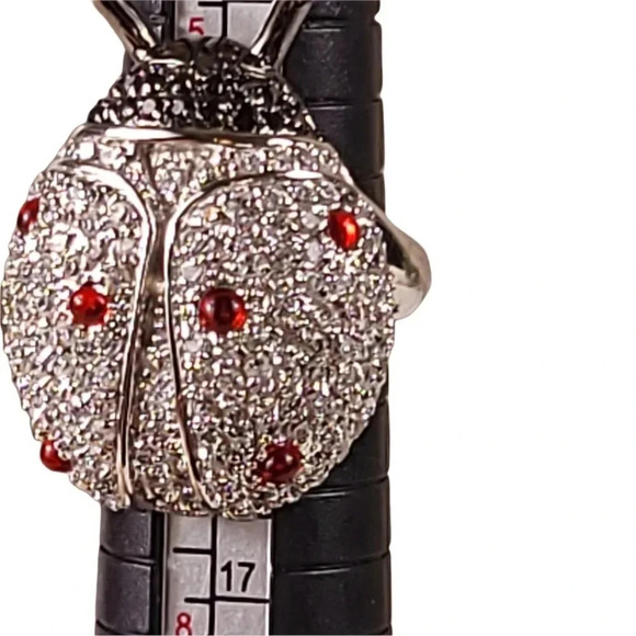 nOir Ladybug Crystal Ring Size 6 Pave' Statement Cocktail Bling Bold Sig… - Picture 10 of 12